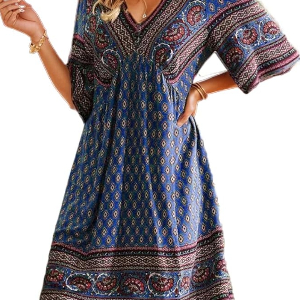 Bohemian Blue Patterned Dress